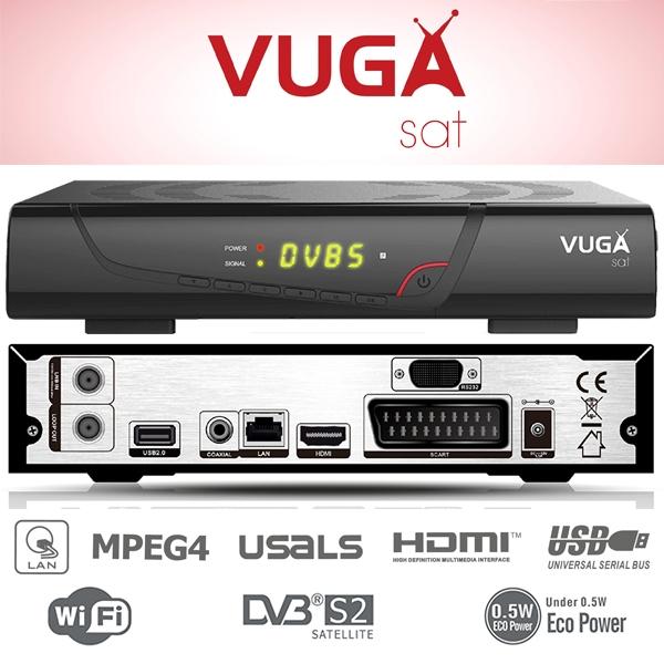 Vuga Sat HD H265 Receptor Satélite + Cable HDMI 4K - Receptor DVB-S2 en alta definición H265 HEVC