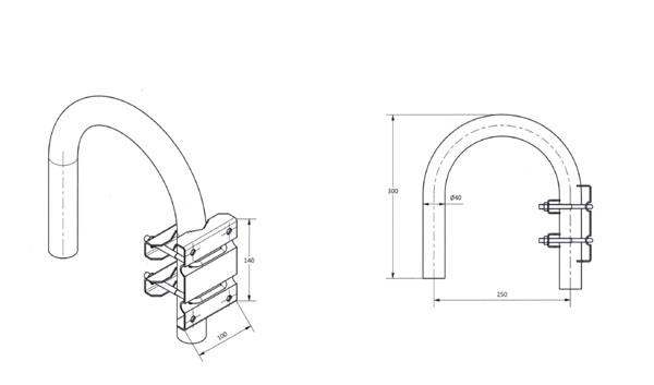 Soporte pared giratorio EKSELANS 40mm - Soporte a pared giratorio. Tubo sendzimir y base galvanizada en caliente. Diámetro 40 mm