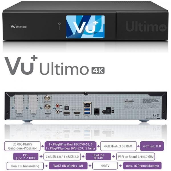 VU+ ULTIMO 4K UHD Wifi USB 3.0 - Vu+ Ultimo 4K UHD 3 Tuner Twin/Sat/TDT DVB-S2/T2/C PVR Enigma2