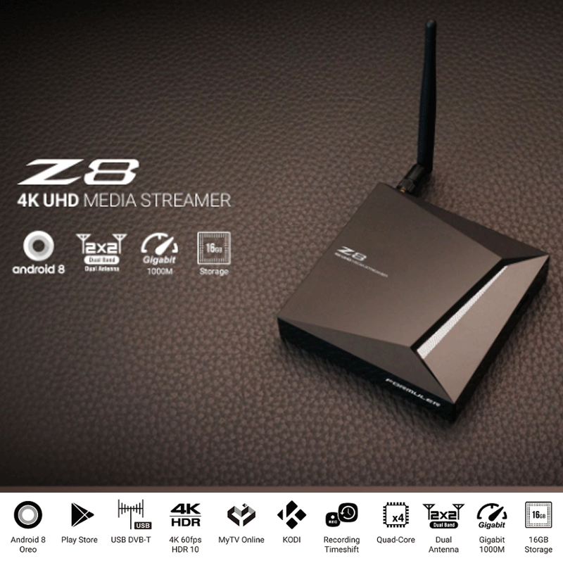 FORMULER Z8 4K IPTV - Recomendado por Electrónica Del Hogar por su Interfaz IPTV Lujosa y Moderna de amplia funcionalidad.